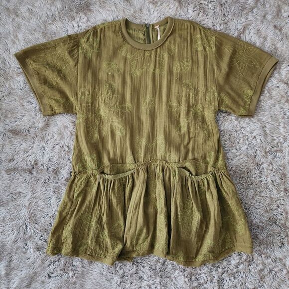 Free People Dresses & Skirts - Free People Picking Petals Mini Dress Cardamom Seed Olive Green Women's Large
